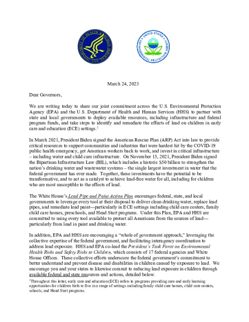 EPA and HHS Encourage Use of Federal Lead Resources in Early Care and Education Settings
