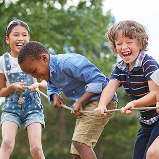 Kids playing tug the rope
